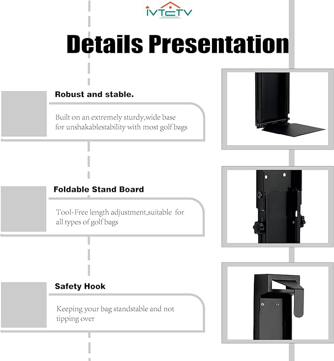 Wall-Mounted Golf Bag Storage System – Adjustable, Heavy-Duty Golf Bag Organizer Golf Storage Organizer for Residential Basement and Commercial Spaces