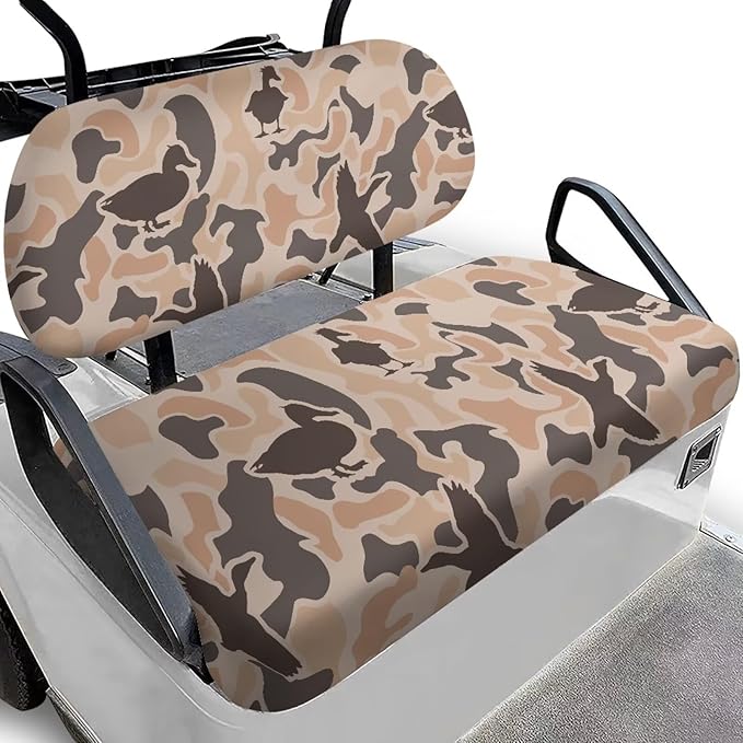 Bulopur Duck Hunting Camo Golf Cart Seat Covers Set 2 Piece Universal Golf Cart Seat Cover 2 Passenger Seats Protective Cover Elastic Fabric- Keeps Your Seat Cool and Clean