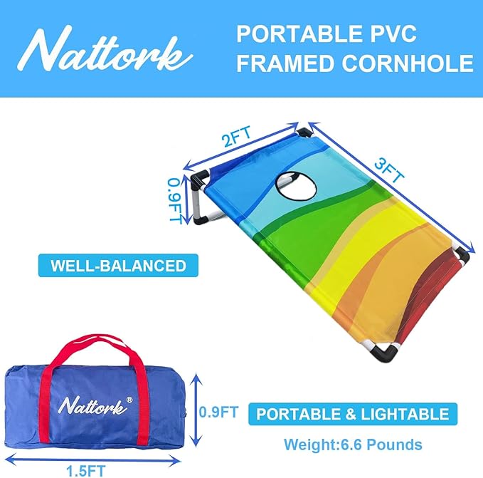 Portable Cornhole Set with 2 Collapsible Cornhole Boards, 8 Cornhole Bean Bags - Image 2
