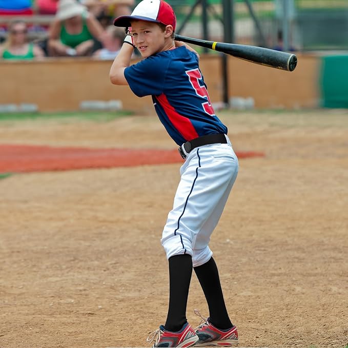 Haysandy Baseball or Softball Sock and Belt Combo Set 3 Football Baseball Socks with Softball Belt for Youth Boys Kids