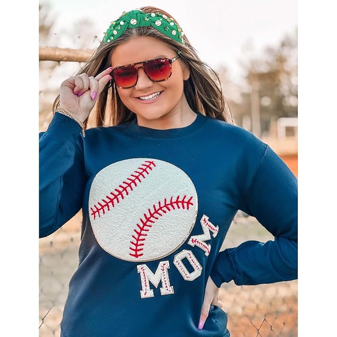 Baseball Headbands for Women Crystal Baseball Embellished Wide Top Knot Headband for Women Game Day Hair Accessories (Green)