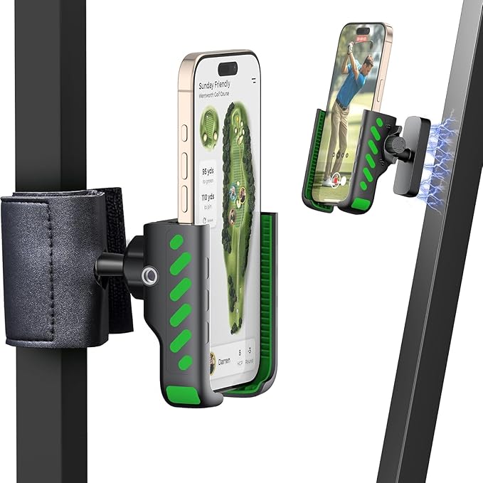 Magnetic Golf Cart Phone Holder 360°, Golf Cart Accessories Gift for Men Women, Fits EZGO Club Car Yamaha, 8X N52 Magnets with Safety Strap, Phone Caddy for iPhone Galaxy Pixel, 2026 Stocking Stuffers