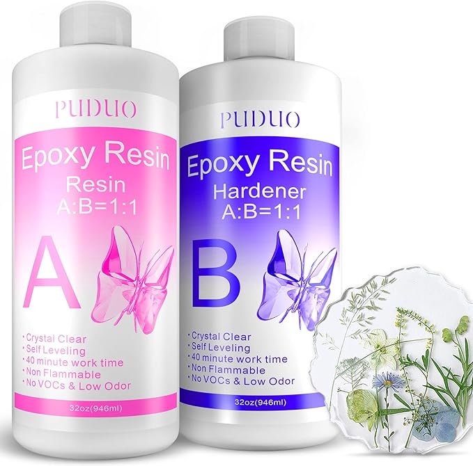 Epoxy Resin Clear Kit 64 OZ for Art, Jewelry Making, Keychain by PUDUOResinWorld