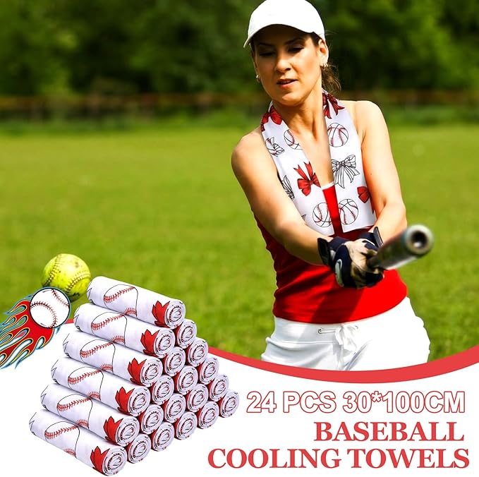 Moukeren 24 pcs Cooling Towels 40"x12" Bulk Sports Ice Towel for Neck and Face Quick Dry Breathable Microfiber Chilly Party Favors Supplies for Coach Gift and Sport Party Favors