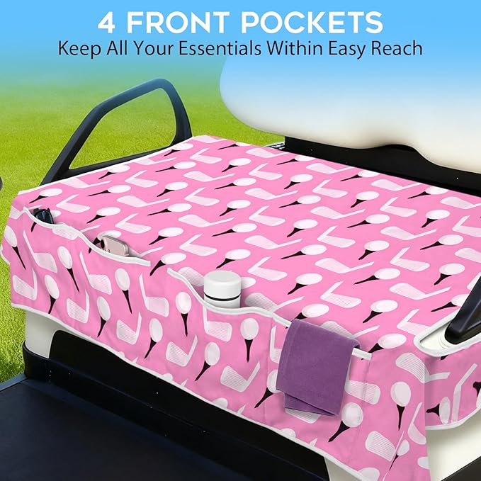 Golf Cart Seat Covers Club Car Golf Cart Accessories 4 Pockets Golf Carts Seat Towel Blanket for Men Women Golf Cart Decor