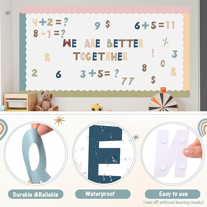 221 Pcs Classroom Bulletin Board Letters Colorful Alphabet Cutouts Number and - Image 4