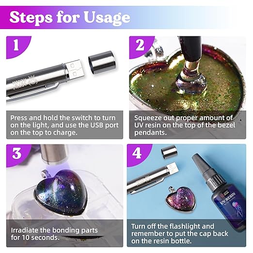 LET'S RESIN UV Resin Kit with Light, Bonding&Curing in Seconds, 30g UV Resin - Image 6