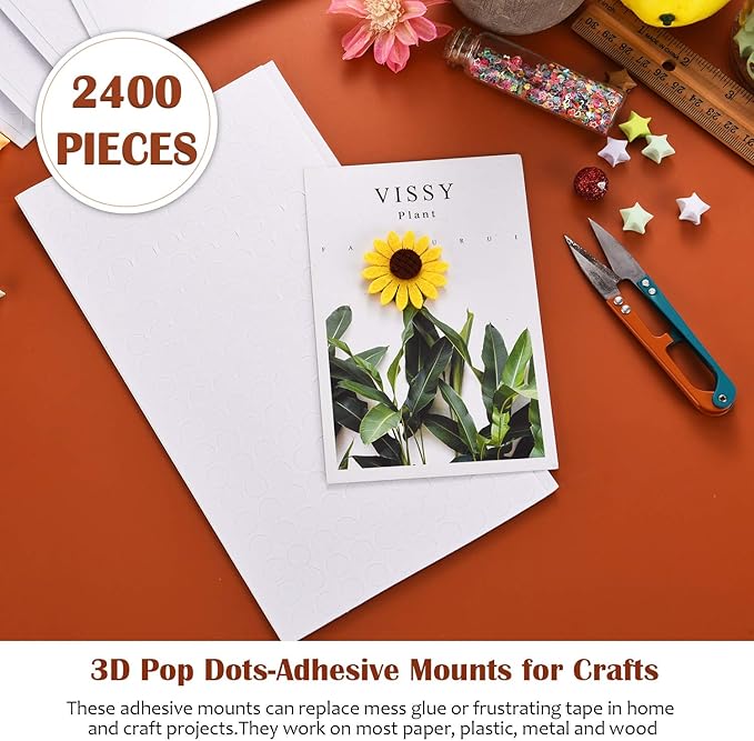 Outus 2400 Pieces Foam Dots Dual-Adhesive 3D Foam Tapes Pop Dots Adhesive Mount - Image 5
