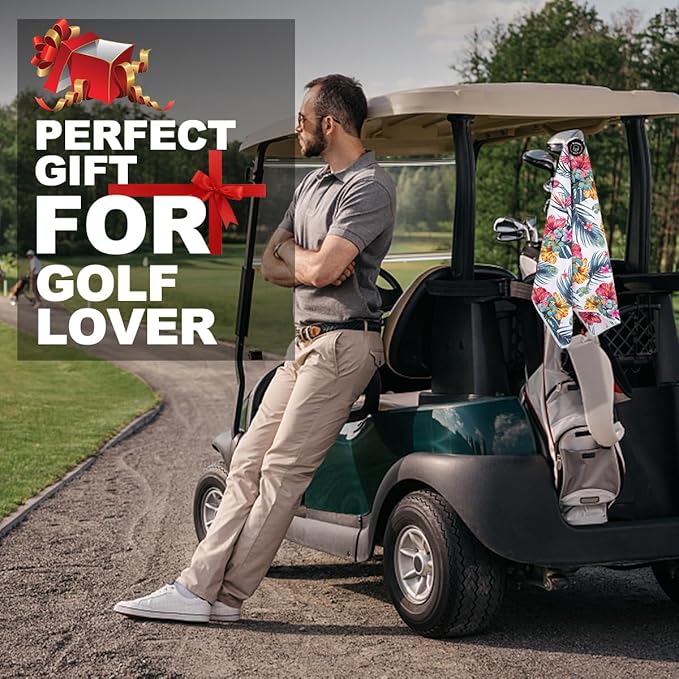 Golf Towel Magnetic Golf Bags Towel with Clip for Men & Women，Microfiber Fabric Waffle Pattern Golf Towels for Strong Hold to Golf Carts or Clubs (White)