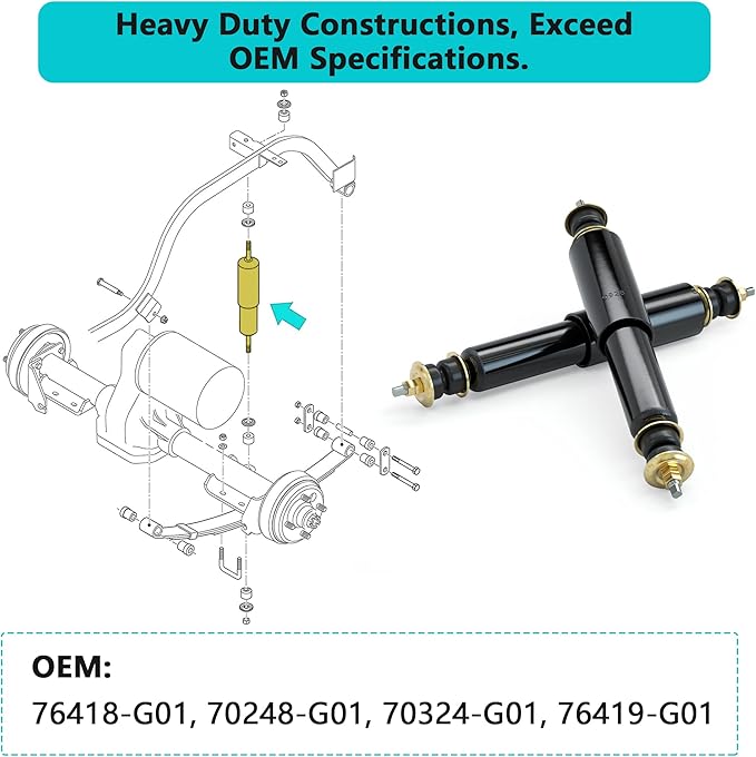 10L0L Golf Cart Shocks for EZGO TXT Front and Rear Shocks Absorbers 1994-Up Gas & Electric Models, Replaces OEM #76418-01, 70928-G01 Nivel Part #5006-4 PCS