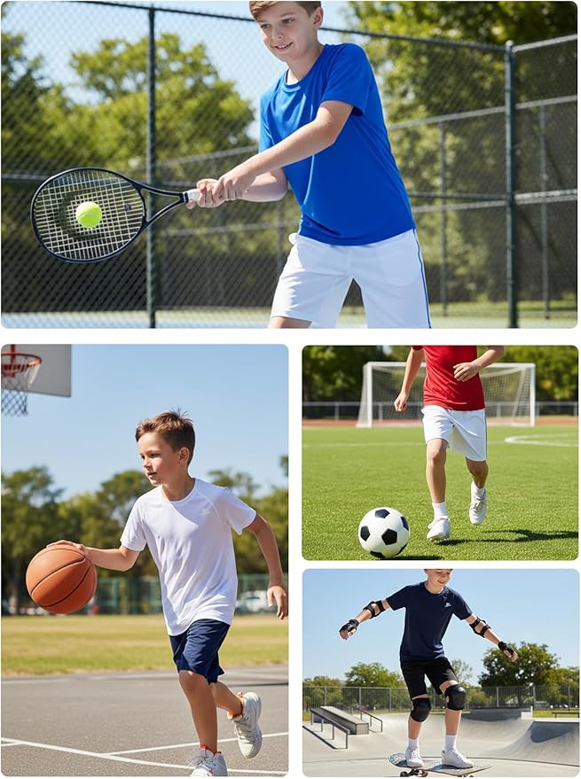 DEVOROPA Youth Boys Compression Shirt Long/Short Sleeve Football Baseball Undershirt Quick Dry Kids Sports Baselayer Crewneck