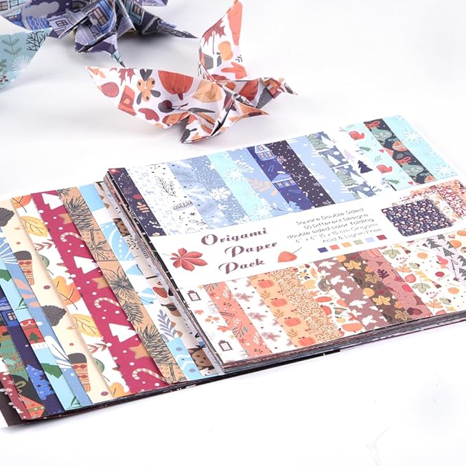 Origami Paper Kit 50 Sheets 70GSM 6 Inch Square Double Sided Color 50 Vivid - Image 4