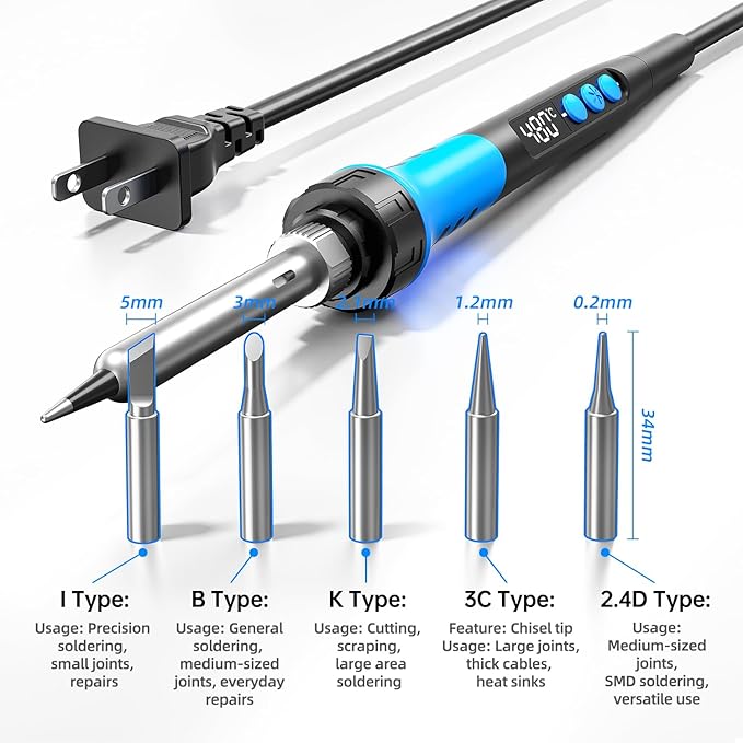 Soldering Iron Kit, 90W 110V LCD digital soldering gun，12-in-1 Soldering Iron - Image 5