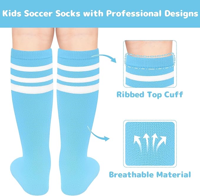 Olreco 1 Pack Toddler Kids Youth Soccer Socks Girls Boys Baseball Socks Youth Knee High Softball Football Accessories Cotton