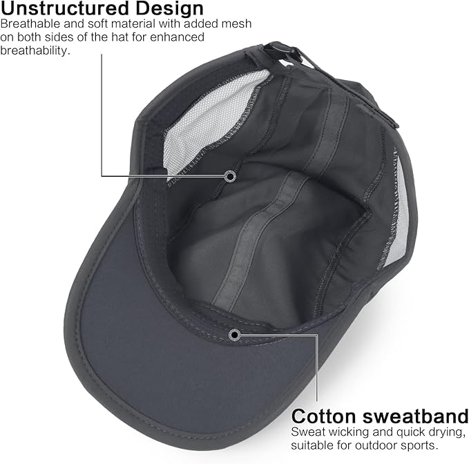 HH HOFNEN Quick Dry Baseball Cap Unstructured Running Cap Water-Resistant UPF 50+ Mesh Golf Sun Hats for Men Women