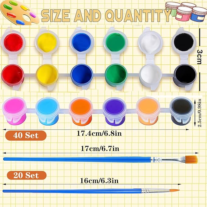 145 Pcs Mini Acrylic Paint Set for Kids, 12 Colors Washable Acrylic Paint Strip - Image 3