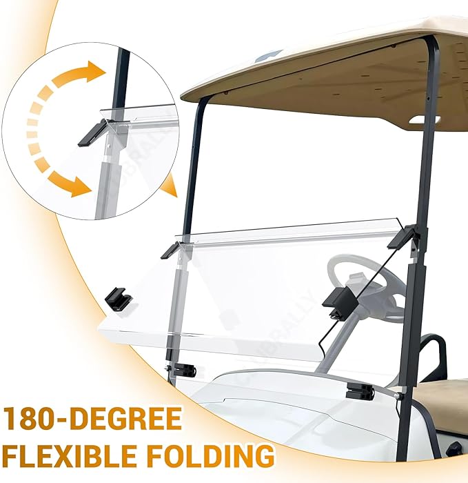 Golf Cart Windshield, Fold Down and Anti-UV Windshield Kit for 1995-2013 EZGO TXT/DCS/PDS Golf Cart, 40.6" W X 33" H, Tinted/Clear