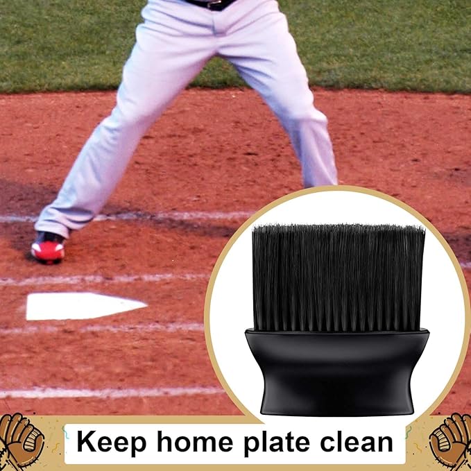 Deekin 2 Pieces Umpire Brush Baseball Home Plate Brush Umpire Gear with Plastic Handle for Baseball Softball Referee Equipment, Black, 5 x 4.7 x 1.4 Inch