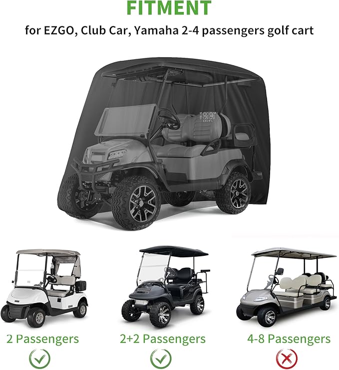 10L0L Universal 2-4 Passenger Golf Cart Cover for Yamaha, EZGO, Club Car, Waterproof Sunproof and Durable