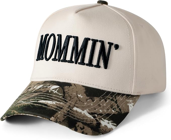 Mommin Trucker Hat, Mothers Day Gifts for Mom Wife, Vintage Two Tone Ponytail Baseball Cap, Adjustable Embroidered Hat