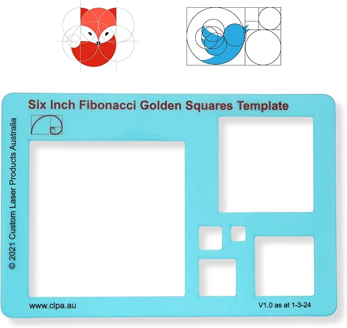 6" Square Stencil Template for Drawing and Drafting: A Fibonacci-Inspired by CLPA