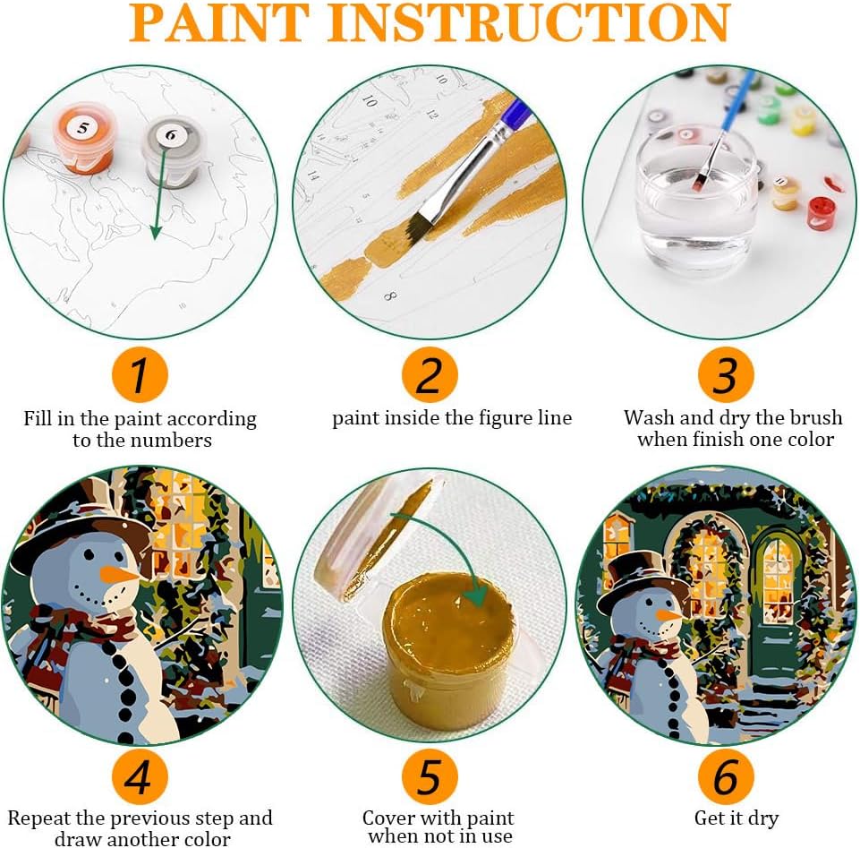 Axquilon 3 Packs Christmas Framed Paint by Numbers Kit for Adults 8x10 in