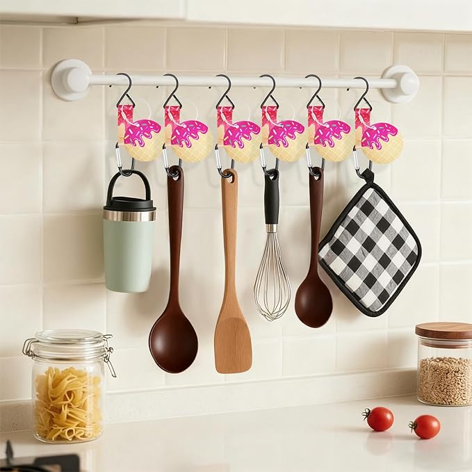 Eyourlife Dugout Organizer Fence Hooks Baseball Softball Gift for Bag Backpack Glove Helmet Drinking Bottle Hanging with Name Luggage Tag Charm Team Gift for Coach Mom 6set pink ice cream drip 1 hook