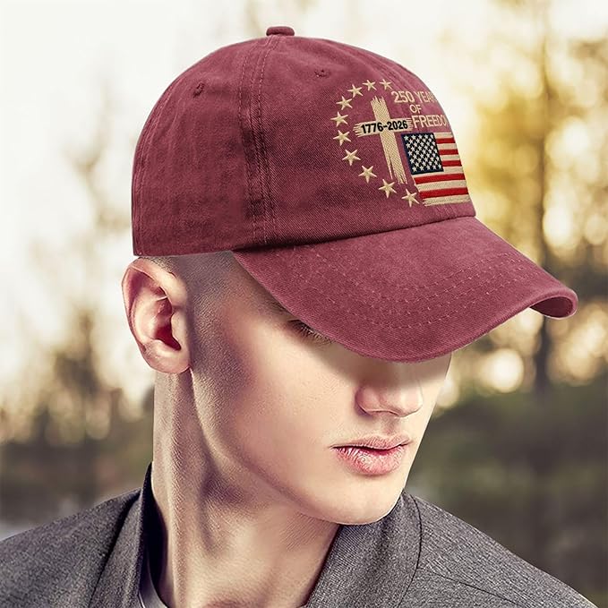 US 250 Years Freedoms 1776-2026 250th Birthday Embroidered Hats Garde Cap for Him