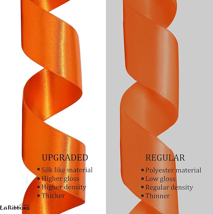 LaRibbons Orange Satin Ribbon 1 1/2 Inch 50 Yards Luxury Double Faced Russet - Image 6