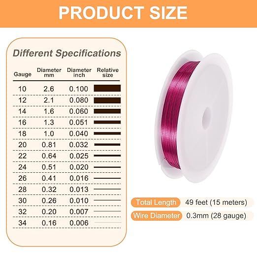 HARFINGTON 49ft Jewelry Wire, 28 Gauge Brass Craft Soft Metal Tarnish Resistant - Image 2