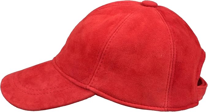 Suede Leather Baseball Cap – Unstructured 6 Panel Adjustable Strapback Hat for Men & Women