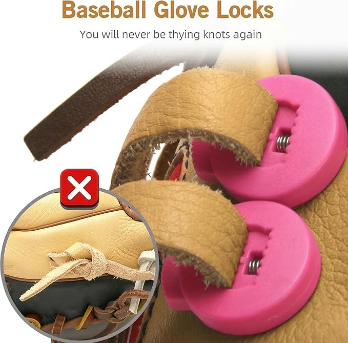 AliBall Glove Locks, Lace Locks for Baseball Glove 8 Pack, Never Need Thying Knots Again, Strong Elasticity, Made Plastic and Springs, Fits All Gloves, Baseball Gloves Accessories