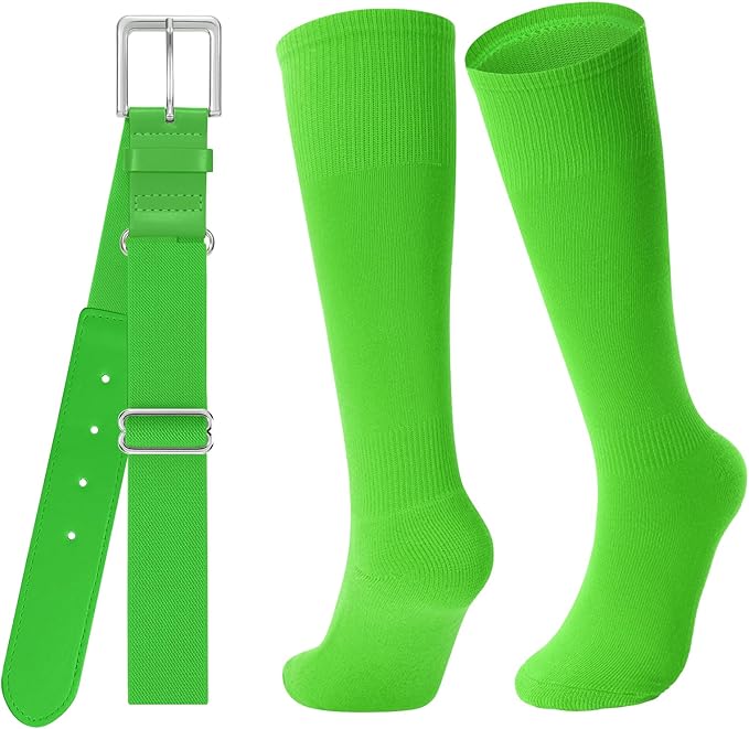 Baseball Socks and Belt for Youth Adult Softball Socks Combo Elastic Waist Belt for Men Kids Boys Girls Women JASGOOD