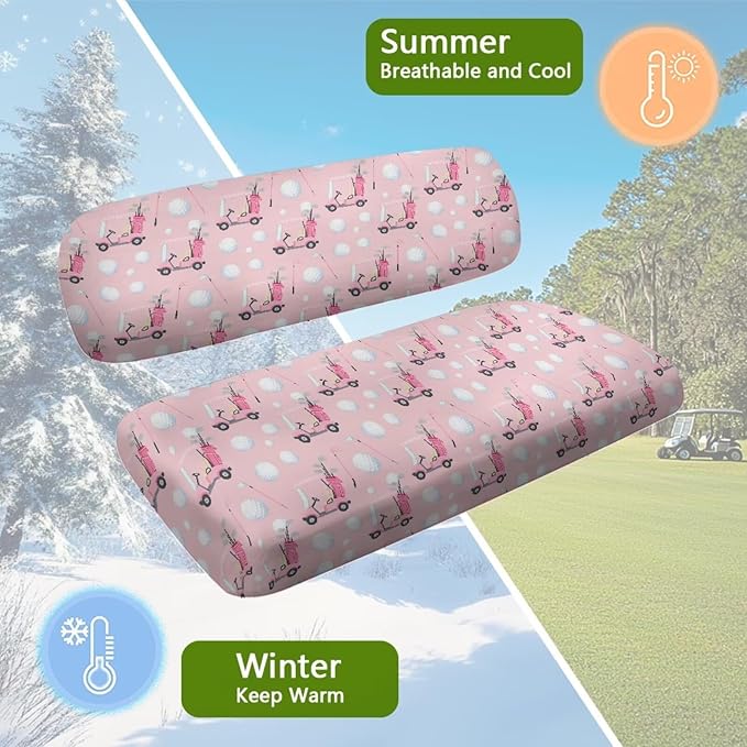 Yewatlles Pink Golf Graphic Golf Cart Seat Cover, Golf Cart Seat Towel Blanket Suitable for All 2-Seater Carts, Golf Cart Seat Towel Golf Cart Seat The Seat Clean