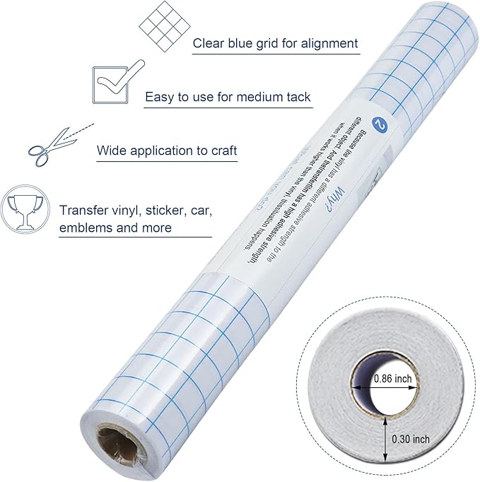 Vinyl Transfer Paper Tape Roll -12" x 50 FT w/Alignment Grid Clear Transfer Tape - Image 4