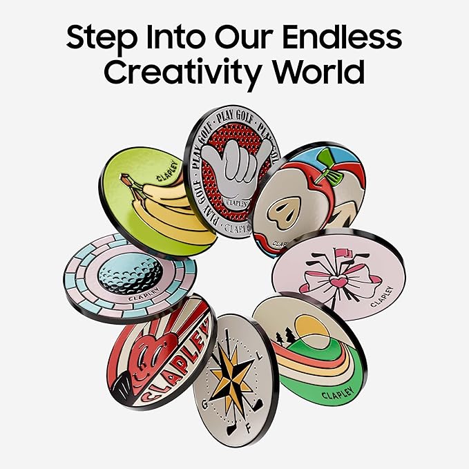 Clapley Ball Markers, Premium Gift Box Set for Golfer, 4pcs Stainless Steel & Oven-Cured Enamel, Eye-catching & Easy to spot, Pair with Magnetic Glove & Clip