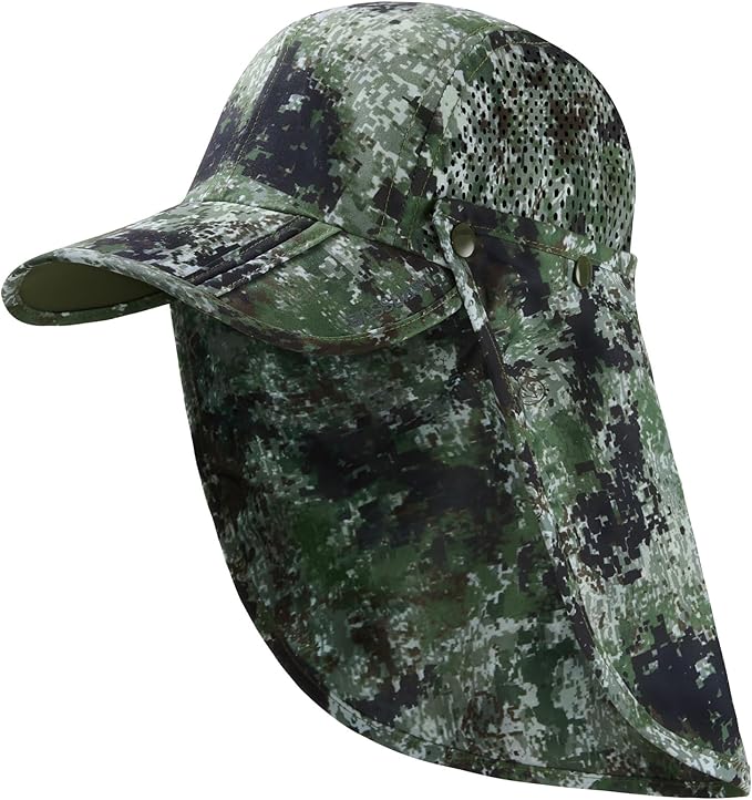 BASSDASH UPF 50+ Foldable Fishing Hat Baseball Cap with Removable Neck Flap Portable for Men Women Golf Hiking