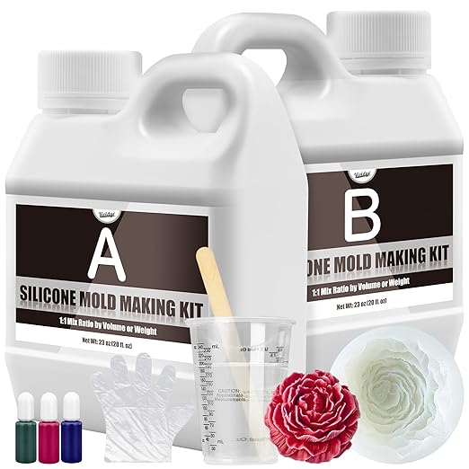 Silicone Mold Making Kit - 46oz Translucent 15A Liquid Silicone Rubber 1:1 by Vividye