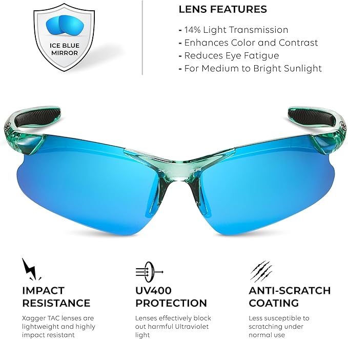 Xagger Kids Youth Polarized Sports Sunglasses for Boys Girls Baseball Softball Glasses TR90 Frame