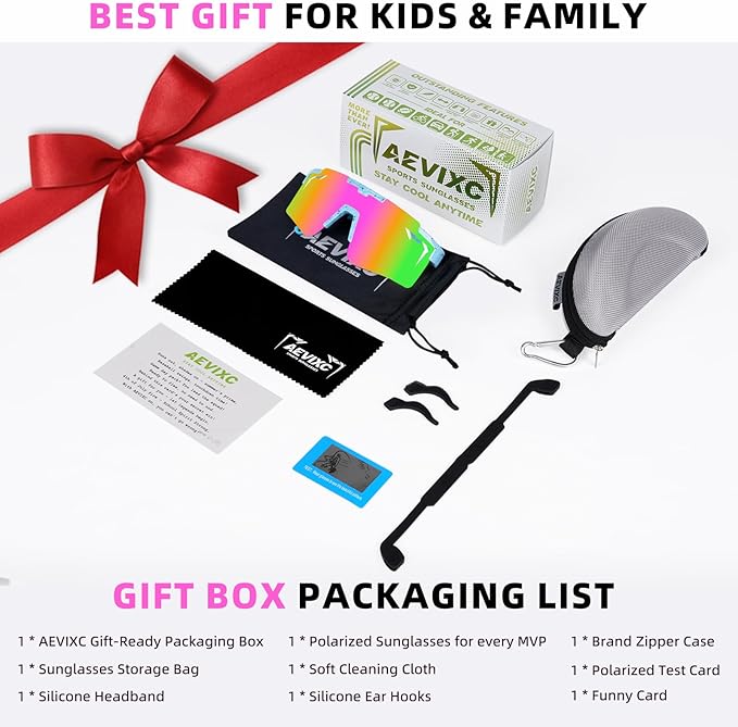 2-Sizes Kids Youth Baseball Sunglasses Men Women Vipers Sunglasses Softball Boys Girl True Polarization &UV Protection