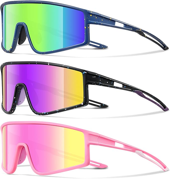 3 Pack Kids Sunglasses Youth Baseball Polarized Sun Glasses Sports Cycling Running for Boys Girls UV Protection