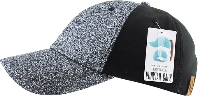Classic Plain Ponytail Messy High Bun Headwear Adjustable Cotton Trucker Mesh Glitter Hat Baseball Cap