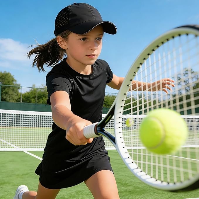 Girls Criss Cross Ponytail Hat Mesh Baseball Cap Kids Quick Dry Ponycap Hats Outdoor Summer Sports Hat Age 7-12