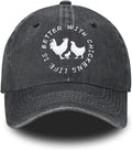 Embroidered Baseball Cap for Women Men Vintage Adjustable Washed Distressed Denim Baseball Hat