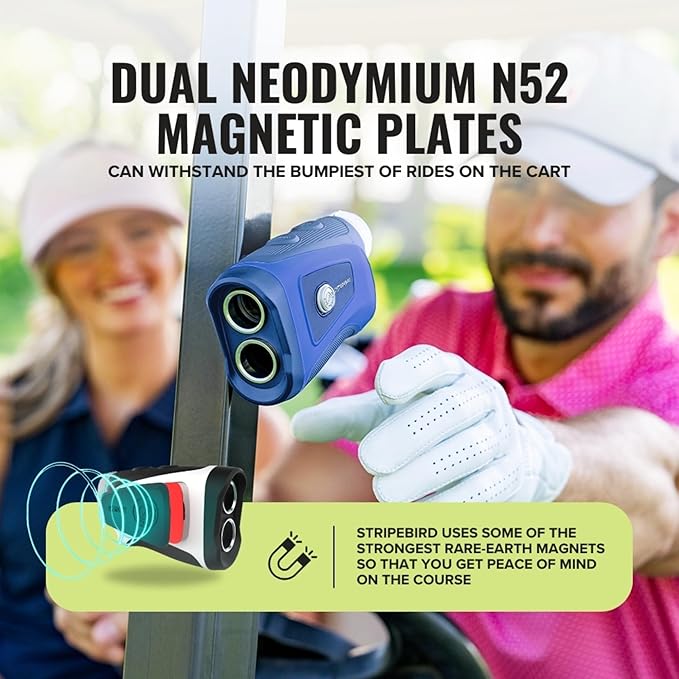 Pro Tour Golf Rangefinder with Slope - Range Finder Golf with Ultra-Strength Magnet - Laser Rangefinder with Slope Technology & Flag Pole Lock Vibration - Golf Range Finder