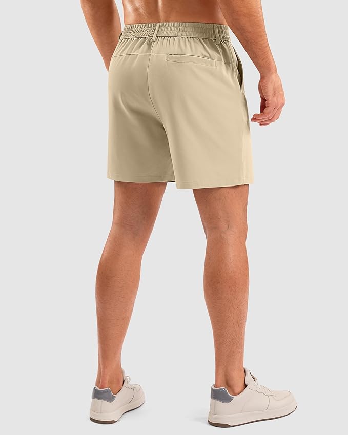 Pudolla Men's Casual Shorts 7"/9"/5" Lightweight Golf Shorts with 3 Pockets Stretch Quick Dry Comfy Work Shorts