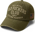 Old Fuckers Club-Vintage Baseball Cap, Hand-Embroidery Adjustable Wash Old Fuckers Club100% Bitter Lifetime Member Hat