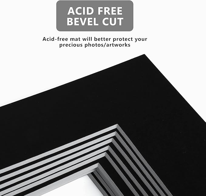 10 Pack Pre-Cut 11 x 14 Black Picture Mats - Image 5