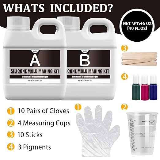 Silicone Mold Making Kit - 46oz Translucent 15A Liquid Silicone Rubber 1:1 - Image 2