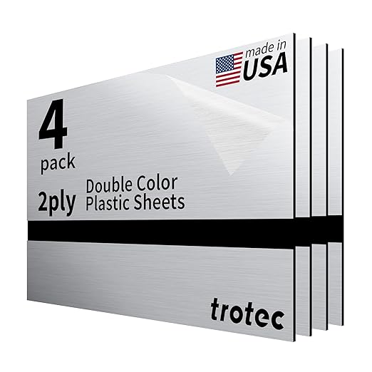 Trotec | Metallic Looking Acrylic Sheet | 12"x20"x1/32, Name Plate | USA Made by TrotecEngravingSupplies